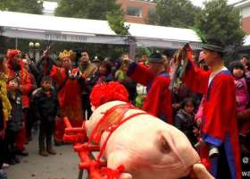 张家界“硒有慈利”土家赶年非遗文化节梯玛师祝福与年猪巡游